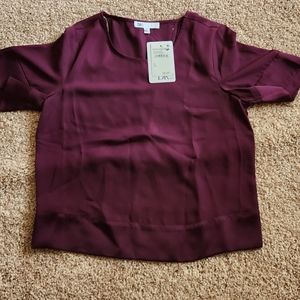 DR2 by Daniel Rainn Satin Trim Boxy Blouse, X-Small